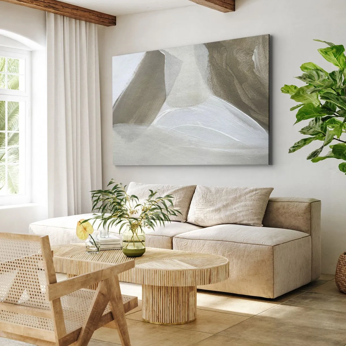 Quadro em tela - Uma onda de branco - 120x80 cm