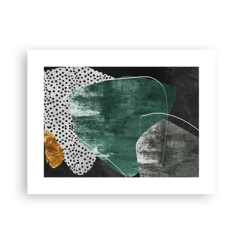 Pôster - Abstração colorida com folha de ouro - 40x30 cm