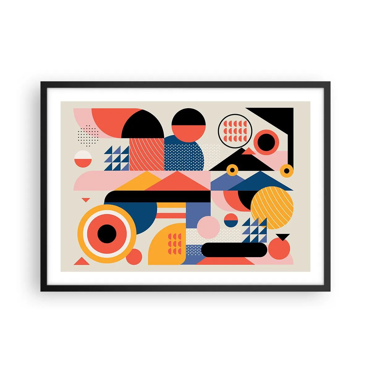 Pôster com moldura preta - Composição: brincar - 70x50 cm