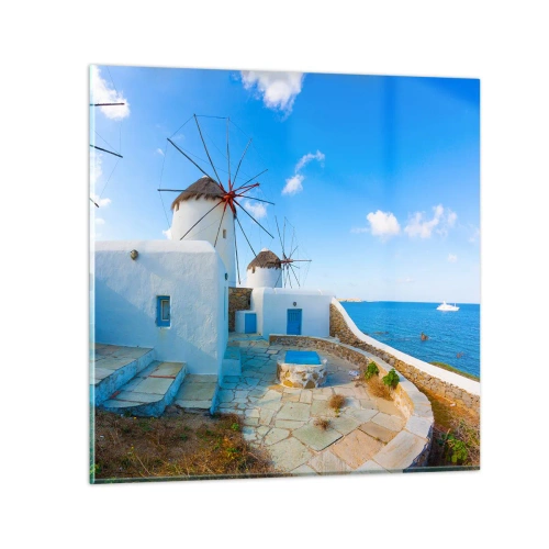 Quadro em vidro - Vento azul do mar - 60x60 cm