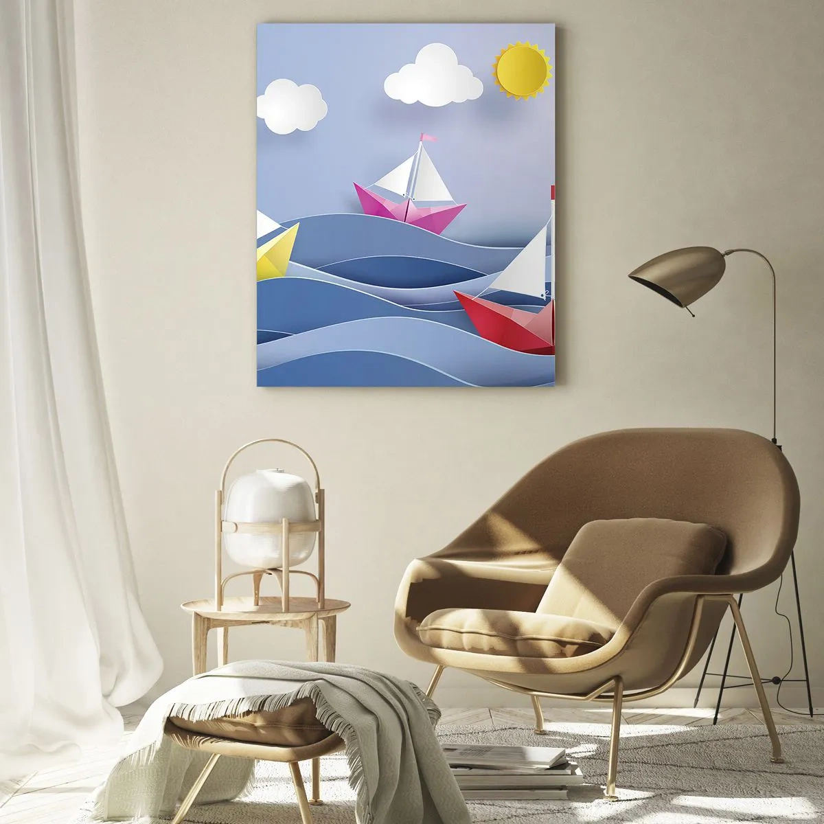 Quadro em vidro - Oh, como é agradável balançar entre as ondas - 80x120 cm