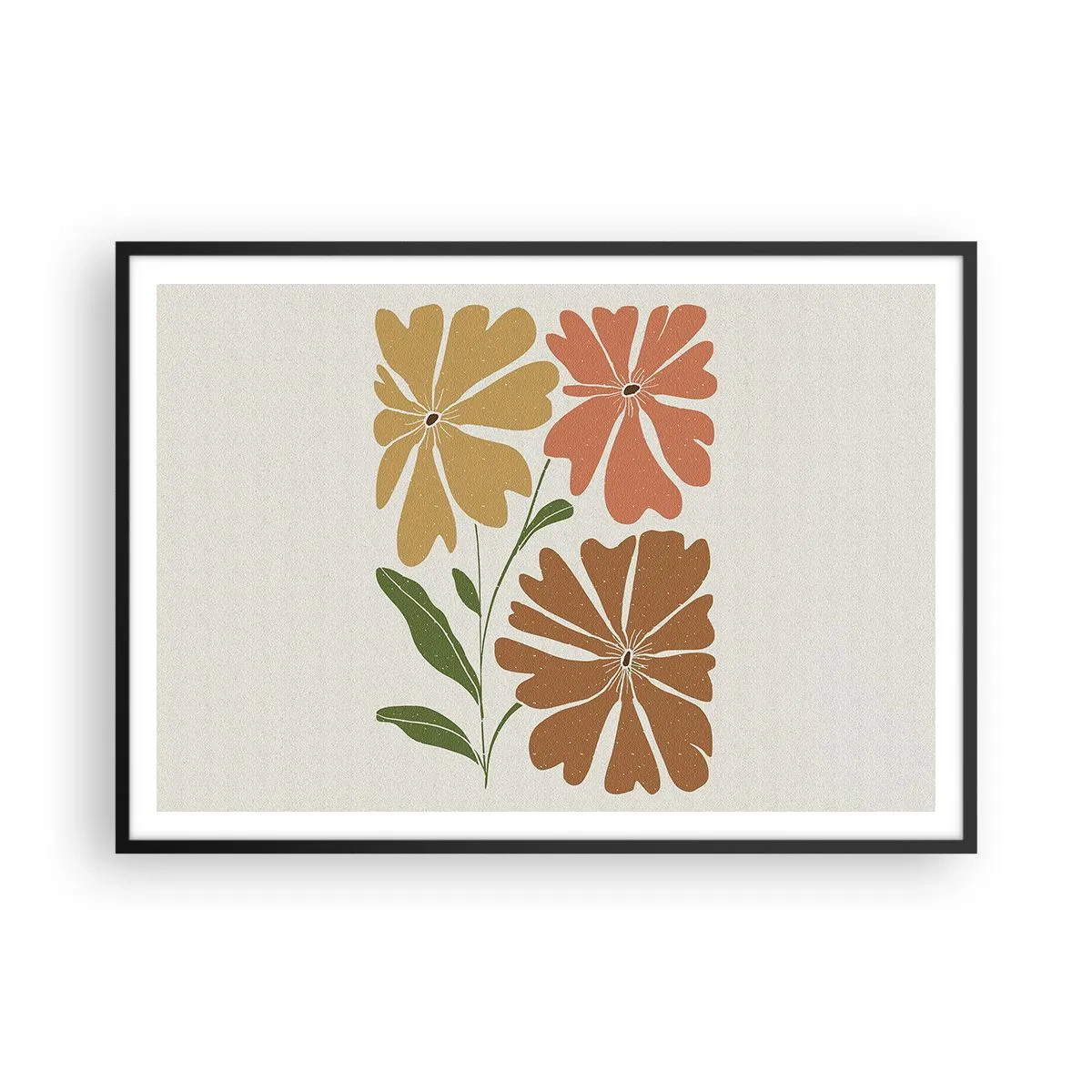 Pôster com moldura preta - Natureza e geometria - 100x70 cm