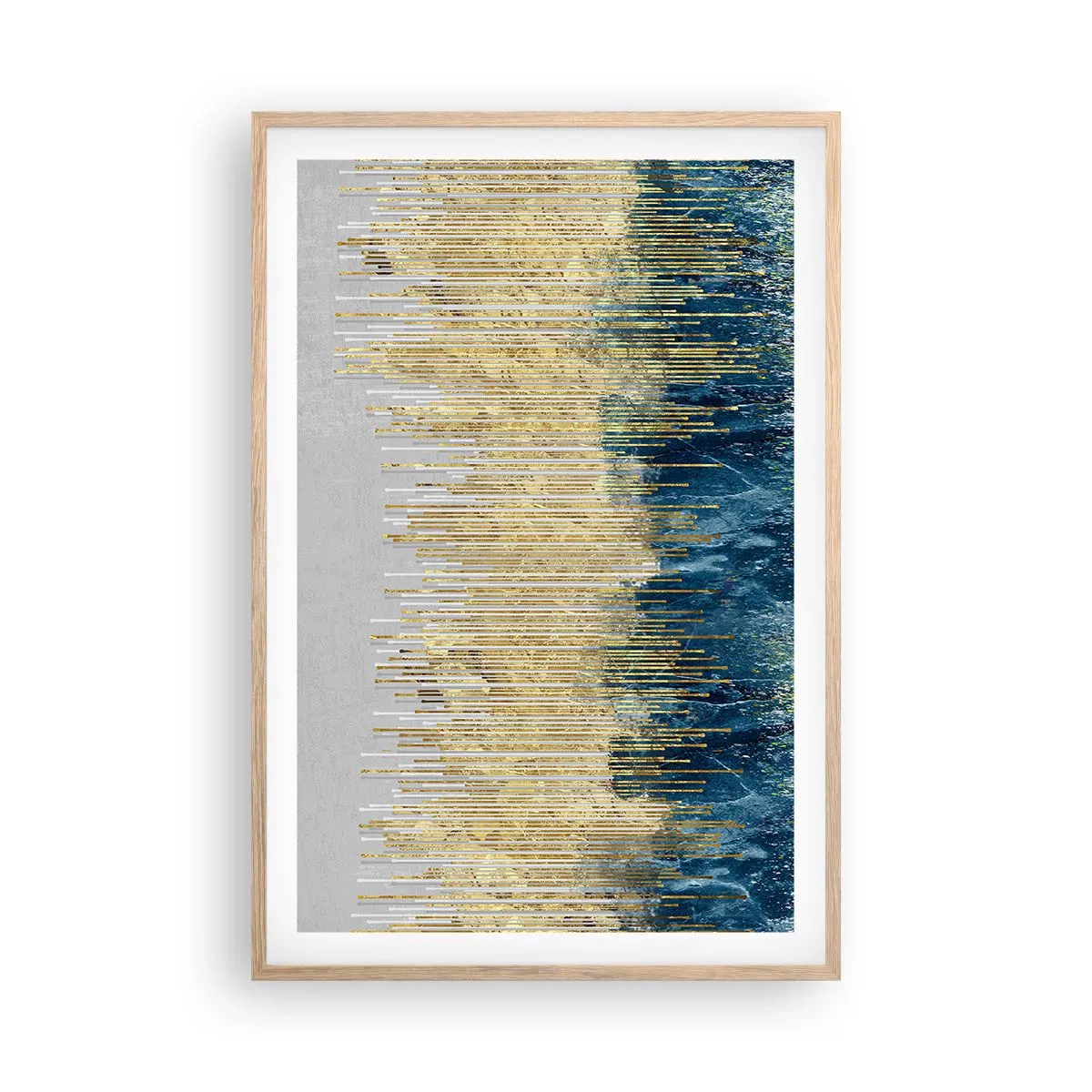 Pôster com moldura de carvalho claro - Borda dourada - 61x91 cm