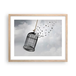 Pôster com moldura de carvalho claro - Fé... Esperança... Liberdade! - 50x40 cm