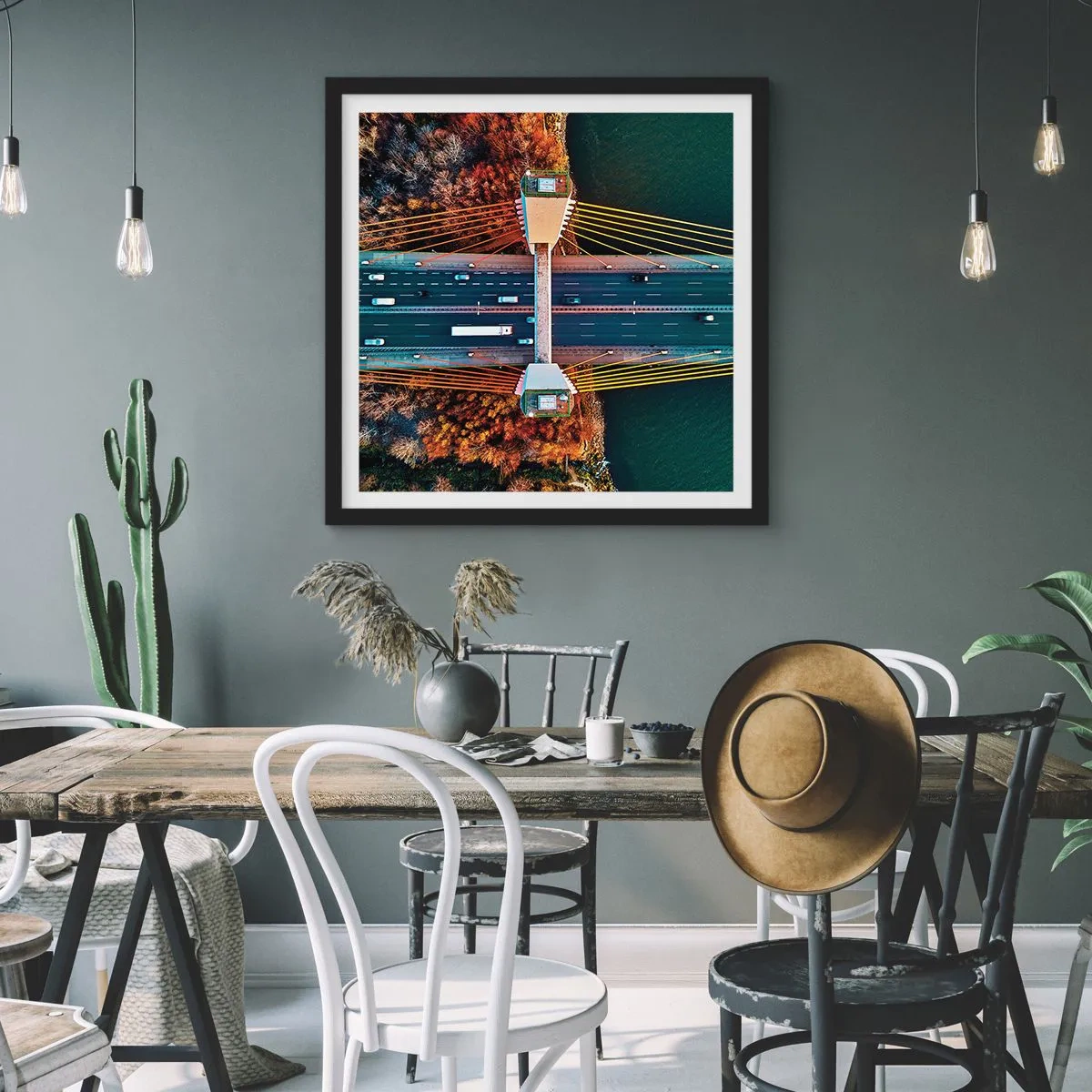 Pôster com moldura preta - Além das águas, além das florestas - 60x60 cm