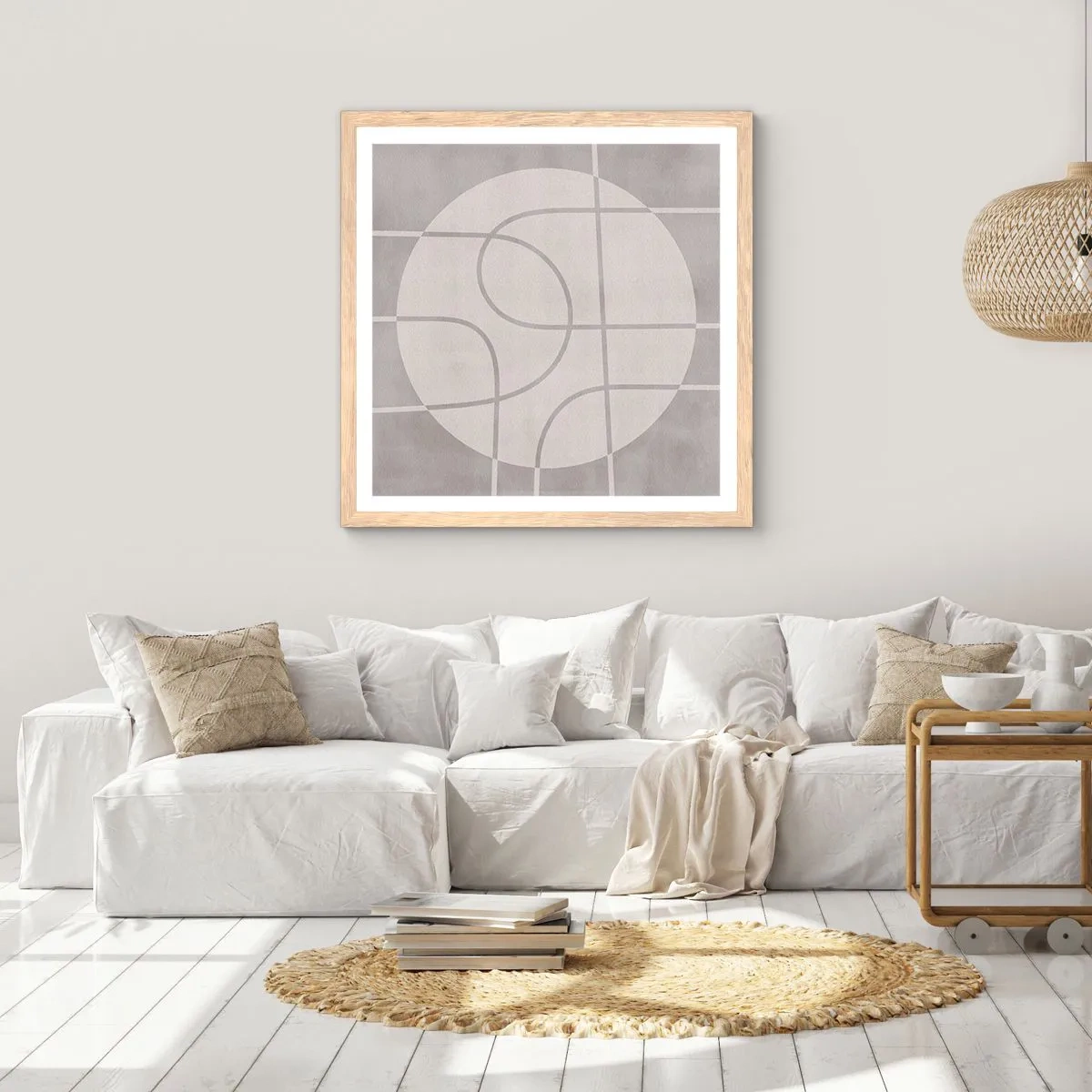 Pôster com moldura de carvalho claro - Circular e direto - 60x60 cm