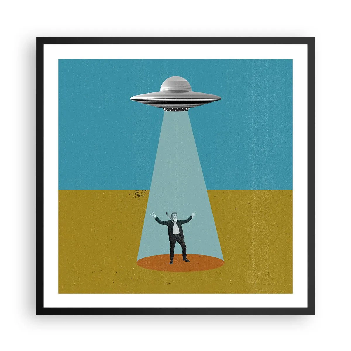 Pôster com moldura preta - Encontro próximo - 60x60 cm