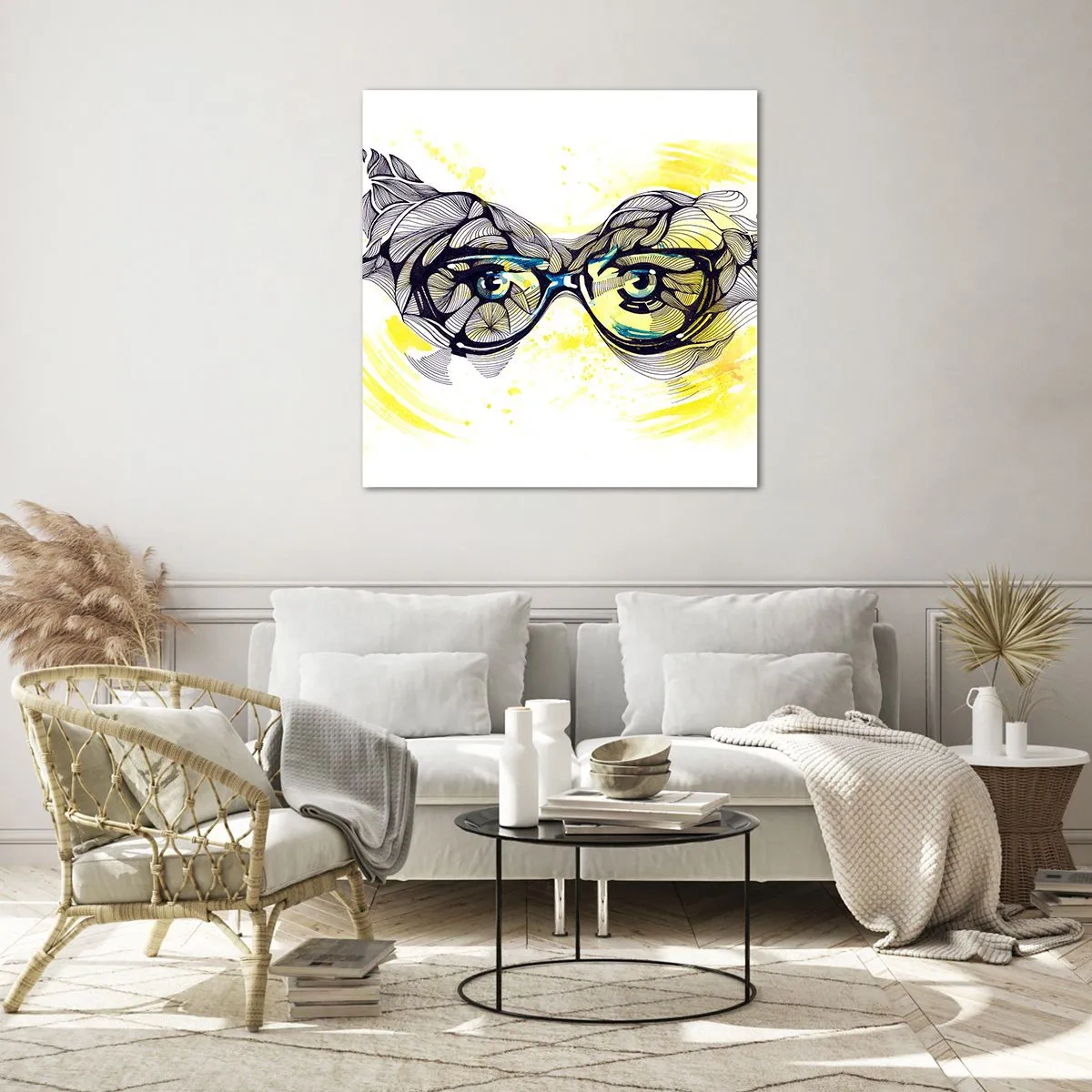 Quadro em vidro - Através de óculos azuis - 50x50 cm