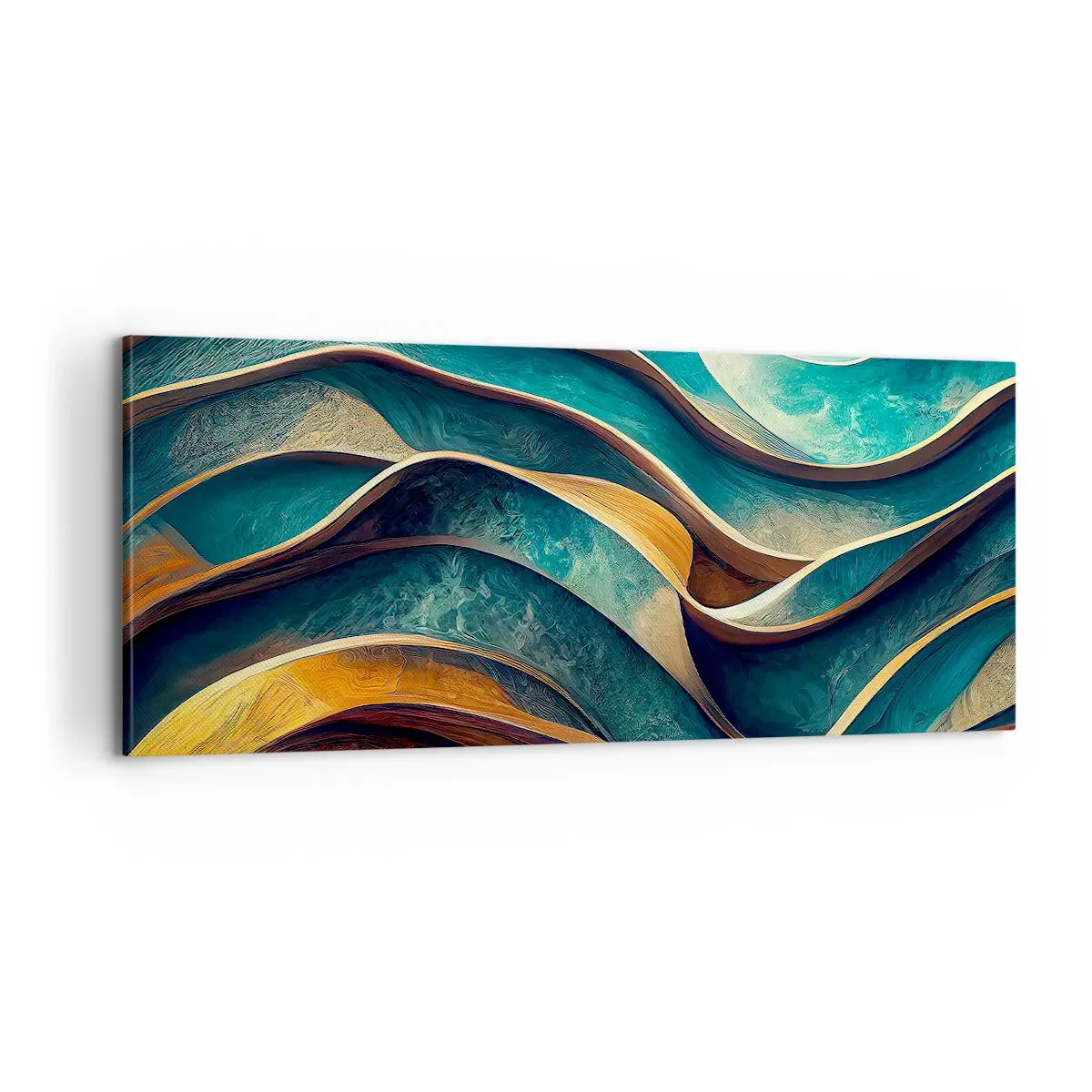 Quadro em tela - Meandros de azul - 100x40 cm