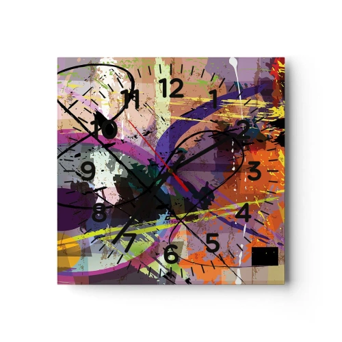 Relógio de parede - Relógio em vidro - Pode ir direto ou ao redor - 30x30 cm