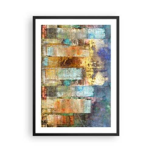 Pôster com moldura preta - Arraia aquarela em tons de azul sobre fundo claro - 50x70cm - Uma metrópole ensolarada - Decoração de parede moderna para a sala de estar e quarto ARTTOR