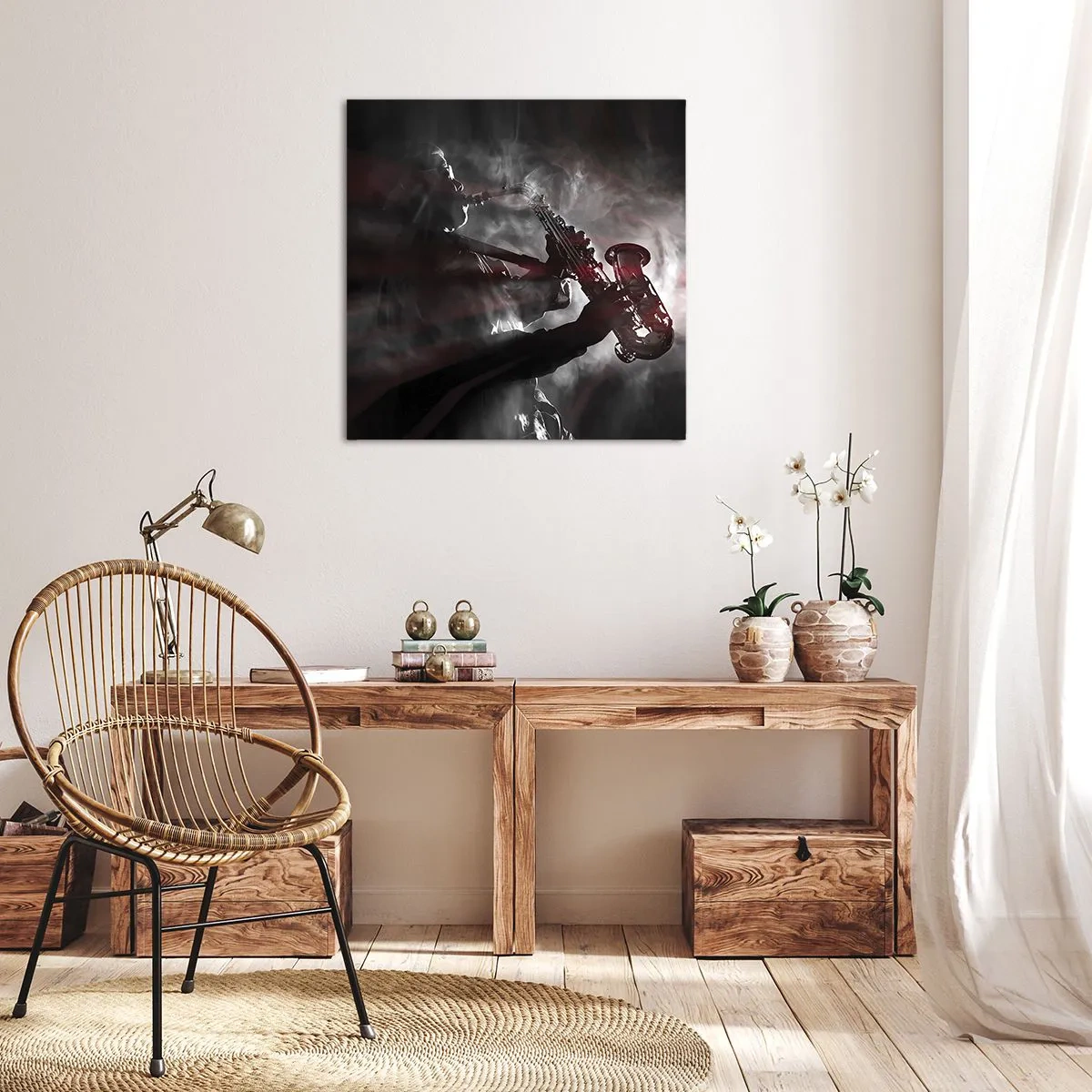 Quadro em tela - Nos fumos do jazz - 30x30 cm