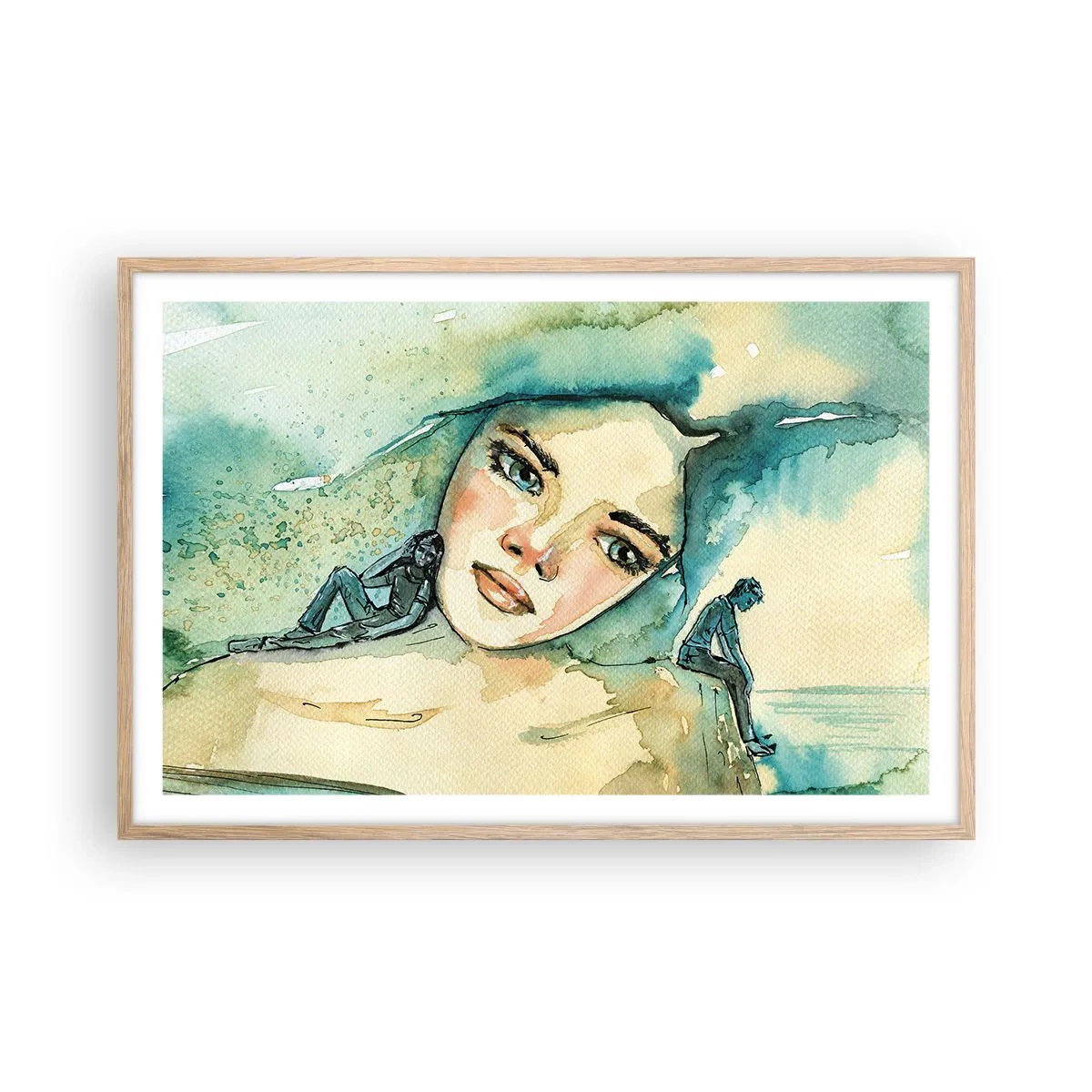 Pôster com moldura de carvalho claro - Am I blue? - 91x61 cm