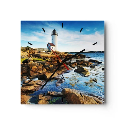 Relógio de parede - Relógio em vidro - Voltem bem, estou à espera - 30x30 cm