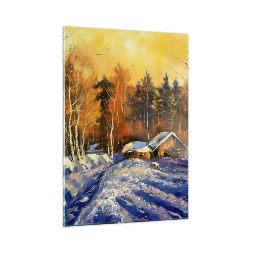 Quadro em vidro - Impressão de inverno ao sol - 50x70 cm