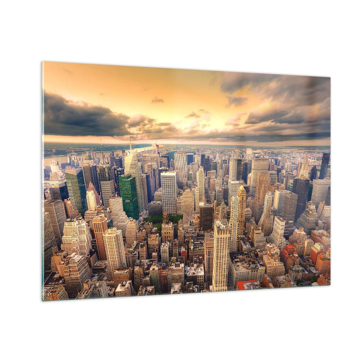 Quadro em vidro - Metrópole dourada - 100x70 cm
