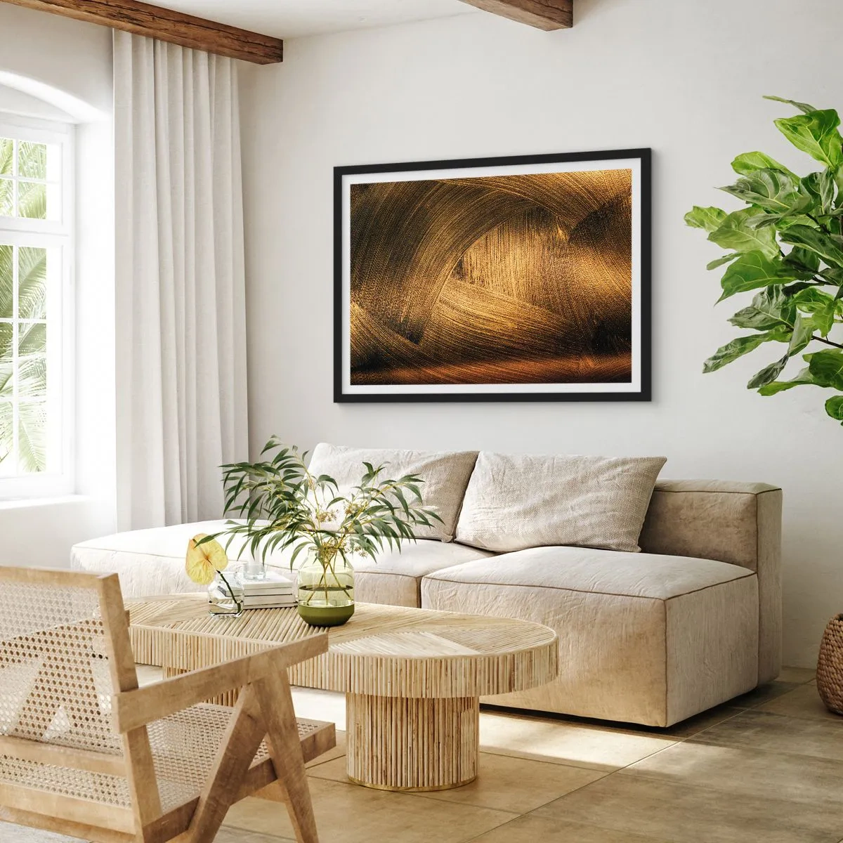Pôster com moldura preta - No labirinto dourado - 50x40 cm