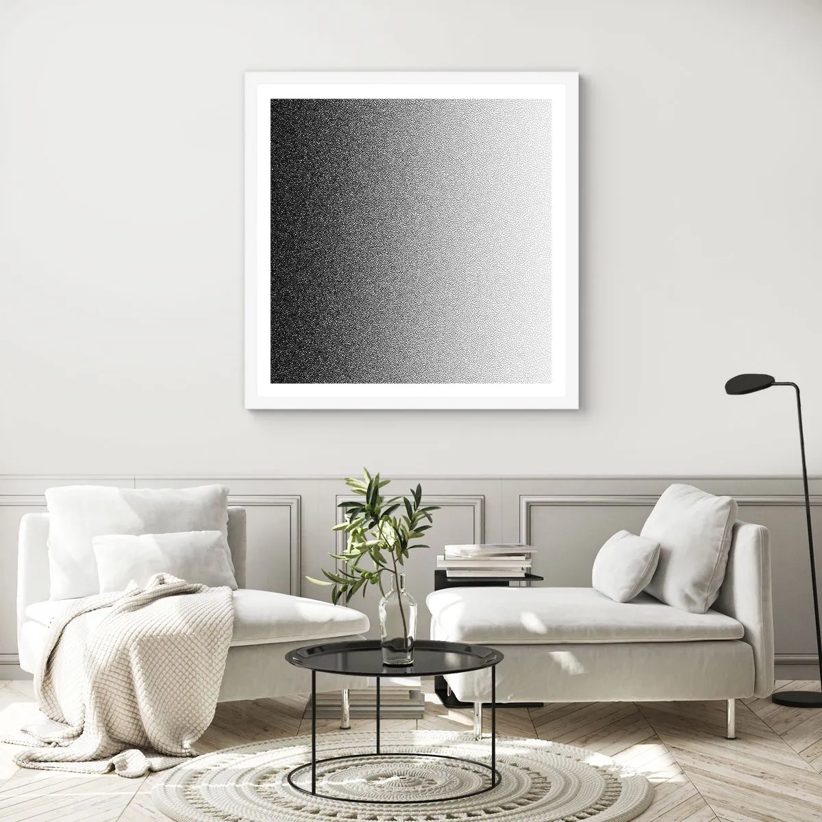 Pôster em moldura branca - Em direção à luz - 50x50 cm