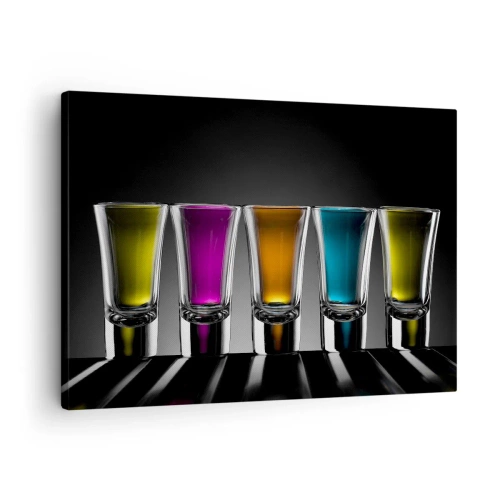 Quadro em tela - Óculos coloridos em fundo preto - 70x50cm - Tons da alegria - Decoração de parede moderna para a sala de estar e quarto ARTTOR