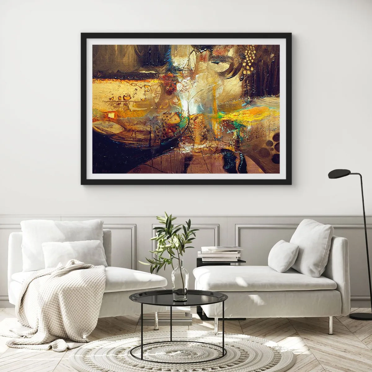 Pôster com moldura preta - Frio, mais quente, quente - 91x61 cm