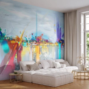 Papel de Parede Autocolante Deluxe Sticker - Ponte da alegria sobre o rio da vida - Abstração, Pedaço, Surrealismo - 300x210 cm