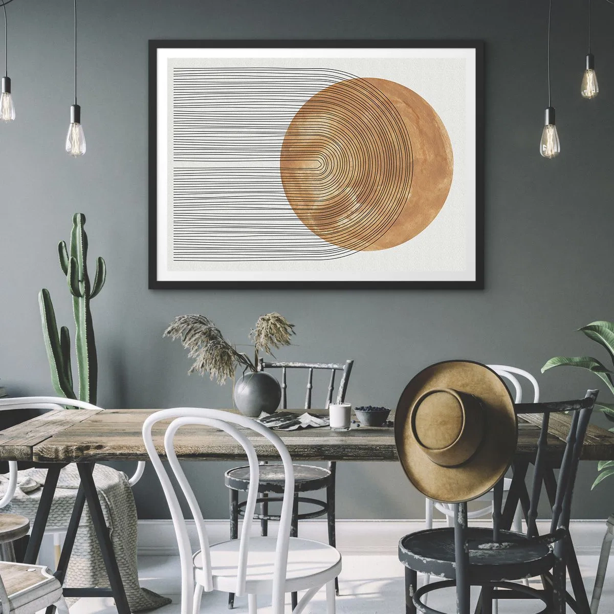 Pôster com moldura preta - Composição solar - 100x70 cm