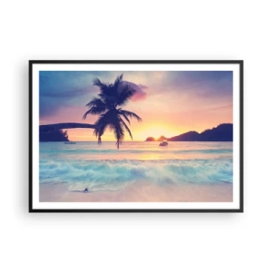 Pôster com moldura preta - Noite na baía - 100x70 cm