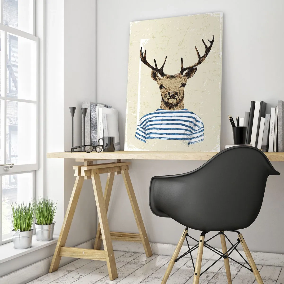 Quadro em vidro - Porque eu gosto de camisas listradas! - 50x70 cm
