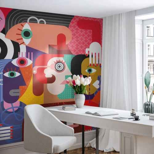 Papel de Parede Premium Canvas - Viemos da parte do Sr. Picasso - Abstração, Cubismo, Pessoas - 300x210 cm
