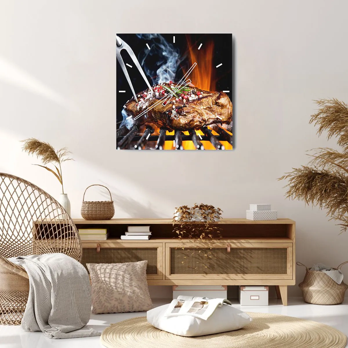 Relógio de parede - Relógio em vidro - Suculenta e de bom cheiro - 40x40 cm