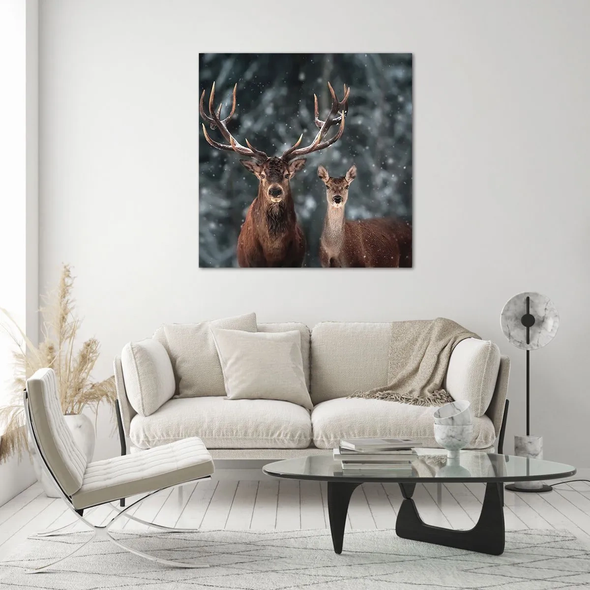 Quadro em vidro - O senhor da floresta com sua esposa - 60x60 cm