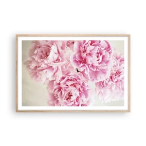Pôster com moldura de carvalho claro - Em esplendor rosa - 91x61 cm
