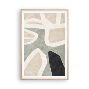 Pôster com moldura de carvalho claro - Composição com motivo preto - 61x91 cm