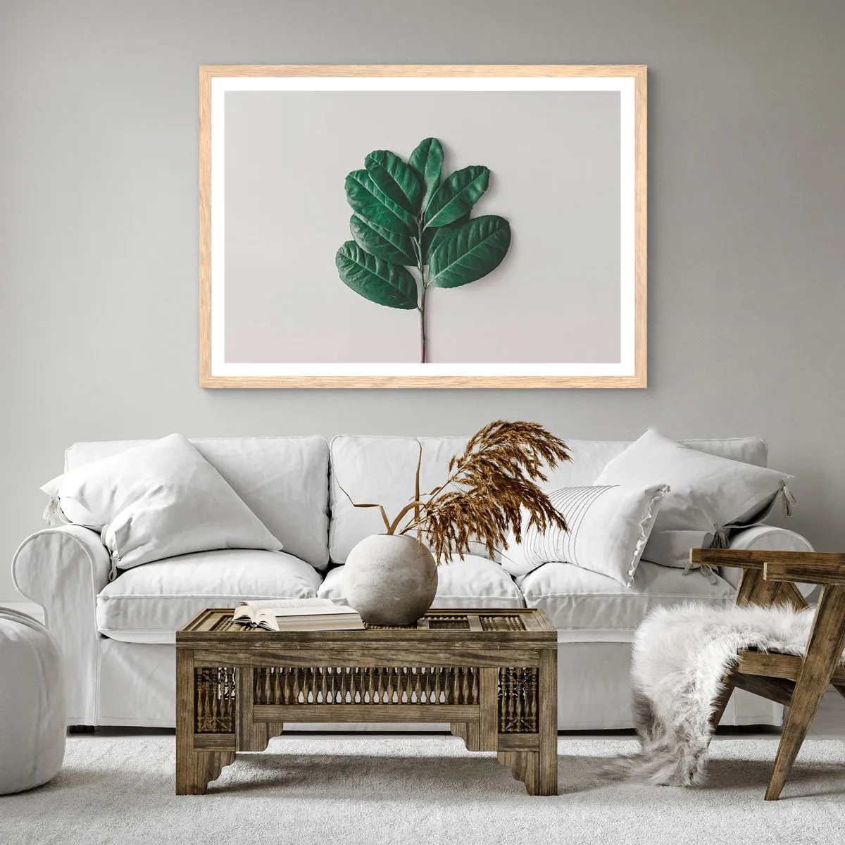 Pôster com moldura de carvalho claro - Desenho da própria natureza - 91x61 cm