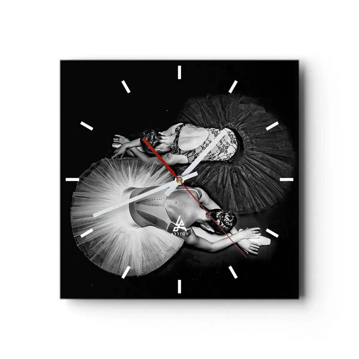 Relógio de parede - Relógio em vidro - Jin e yang – o equilíbrio perfeito - 30x30 cm
