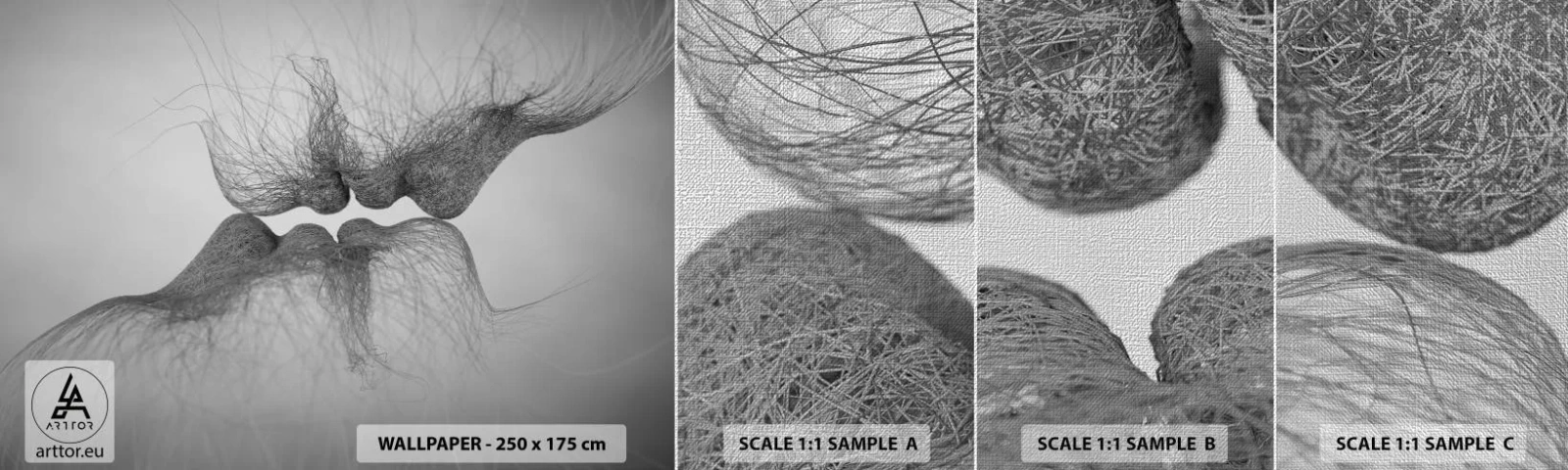 Amostra de papel de parede Premium Canvas - O beijo do vento - Abstração, Gráficos, Amor - 100x30 cm