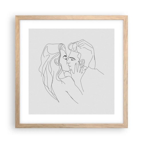 Pôster com moldura de carvalho claro - Com a mesma linha - 40x40 cm