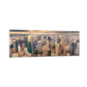 Quadro em vidro - Metrópole dourada - 90x30 cm