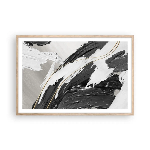 Pôster com moldura de carvalho claro - Abstração em grande escala - 91x61 cm