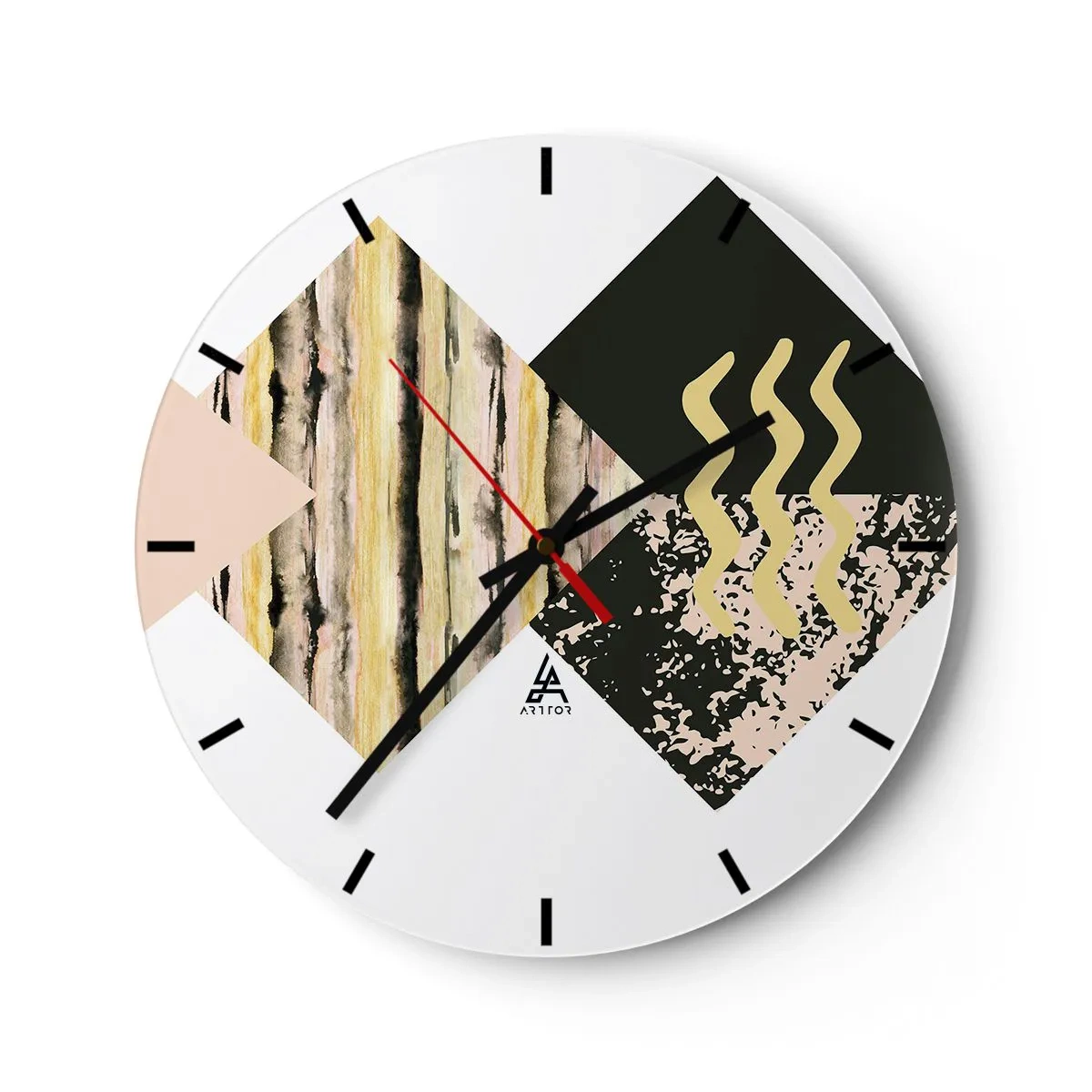 Relógio de parede - Relógio em vidro - Motivo abstrato com formas e padrões geométricos - 30x30cm - Não é tão simples assim - Decoração de parede moderna para a sala de estar, cozinha e quarto ARTTOR