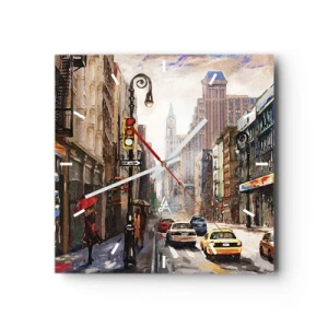 Relógio de parede - Relógio em vidro - Nova York – colorida também na chuva  - 30x30 cm