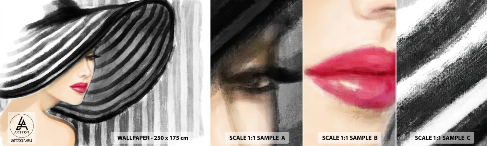 Amostra de papel de parede autocolante Deluxe Sticker - Onde encontrar-te? - Mulher, Rosto de mulher, Retrato de uma mulher - 100x30 cm