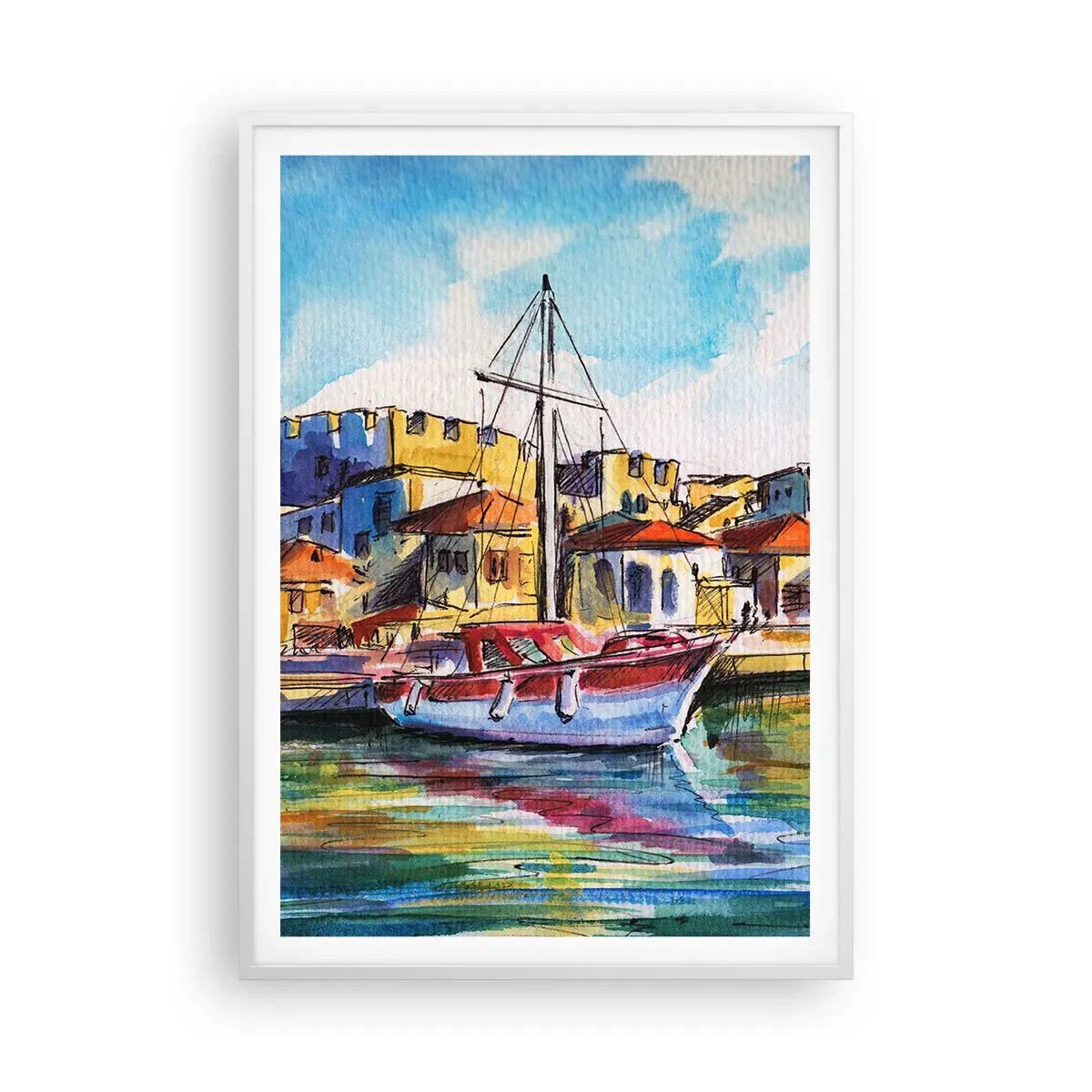 Pôster em moldura branca - Tarde de arco-íris - 70x100 cm