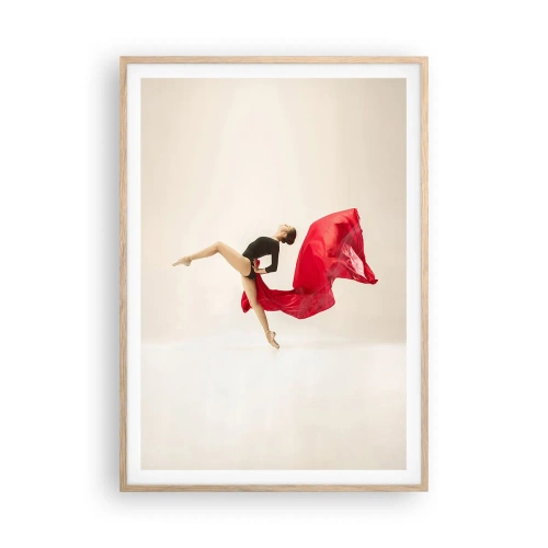 Pôster com moldura de carvalho claro - Vermelho e preto - 70x100 cm