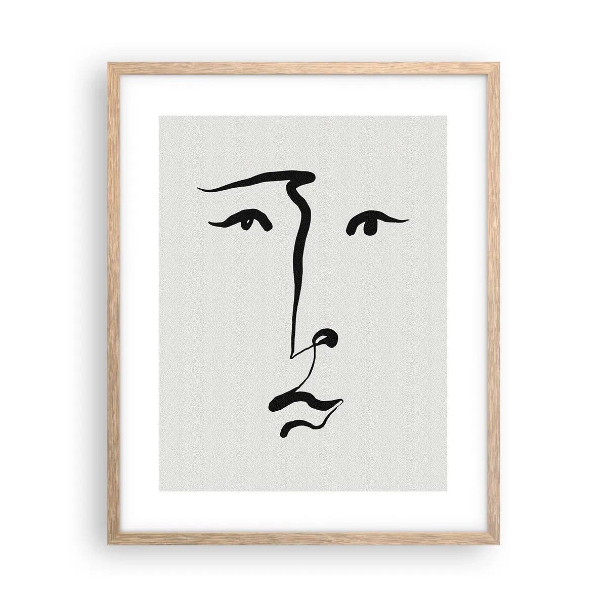 Pôster com moldura de carvalho claro - Retrato com uma linha - 40x50 cm
