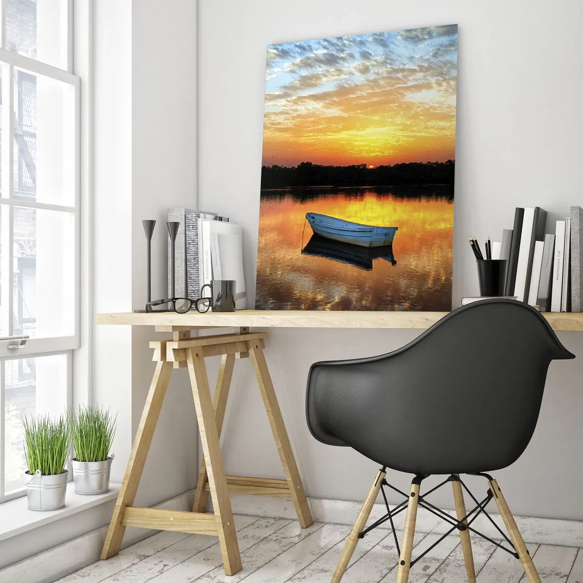 Quadro em vidro - Olhe, ouça, medite - 50x70 cm