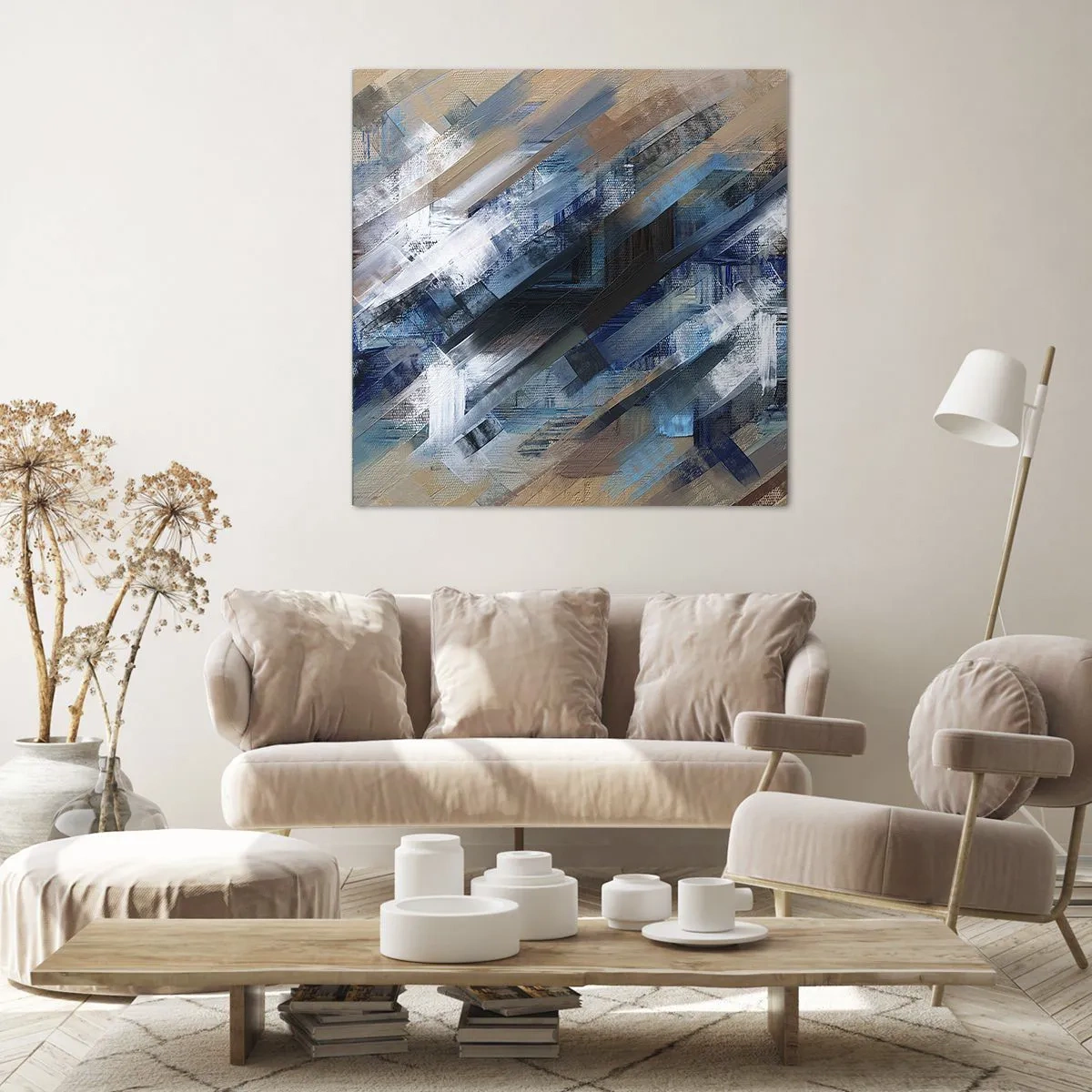 Quadro em tela - Numa diagonal azul - 60x60 cm