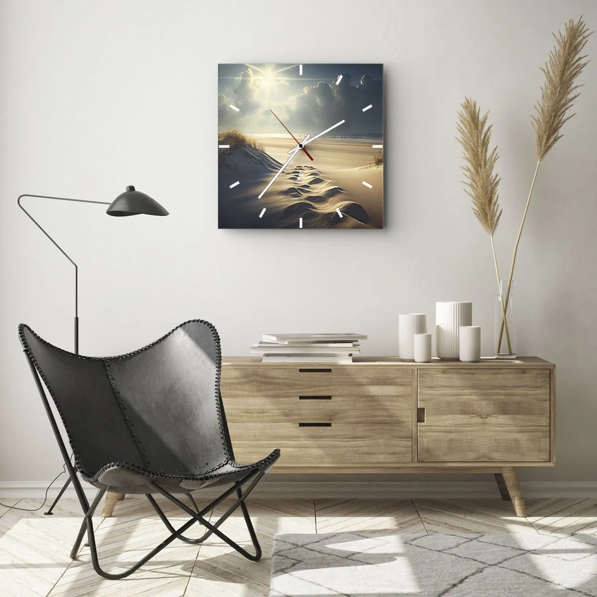 Relógio de parede - Relógio em vidro - Uma paisagem relaxante - 40x40 cm