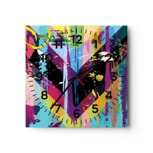 Relógio de parede - Relógio em vidro - De cima para baixo - 30x30 cm