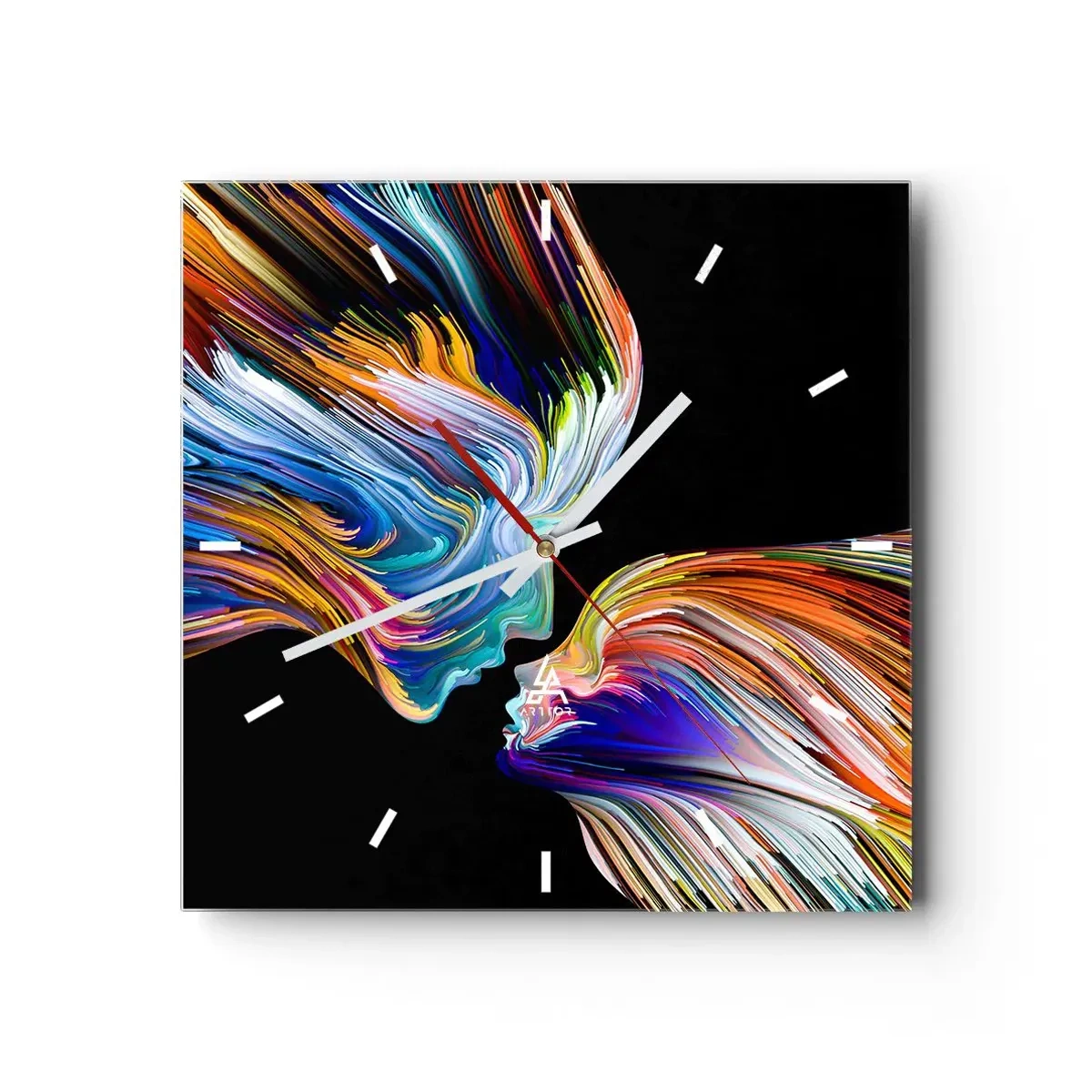 Relógio de parede - Relógio em vidro - Fusão de energia e luz - 30x30 cm
